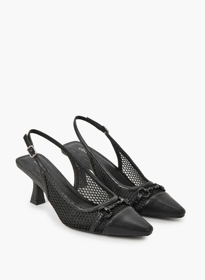 Celeste Women Kitten Heel Backstrap Shoes